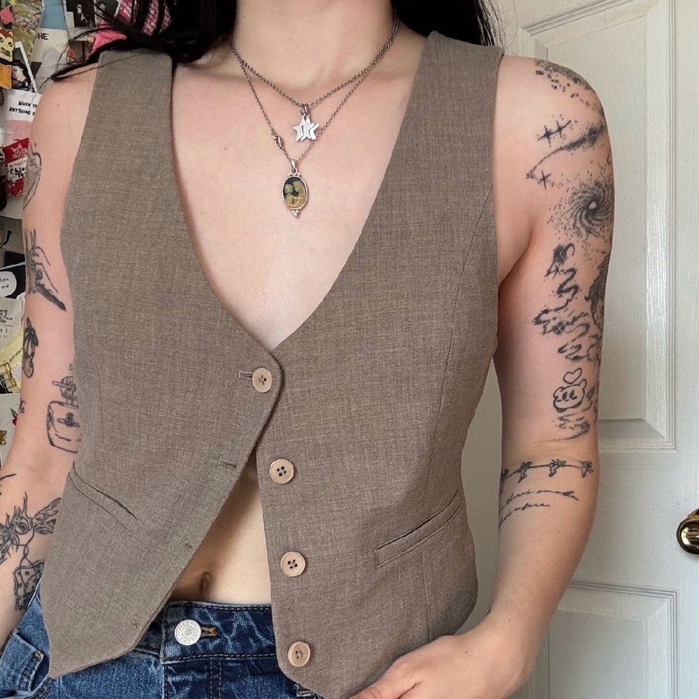 Wilfred Taupe and Cream Vest 6